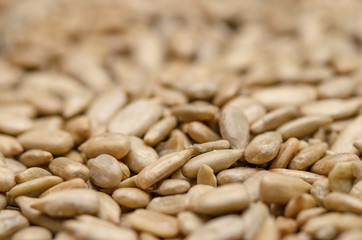 Heap of Sunflower peeled seed background. Agriculture fruit of the sunflower