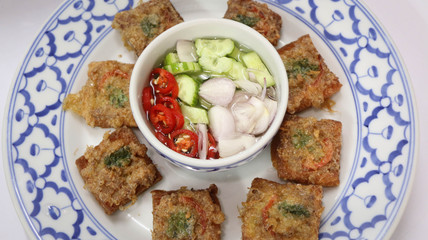 Deep Fried bread with minced pork spread