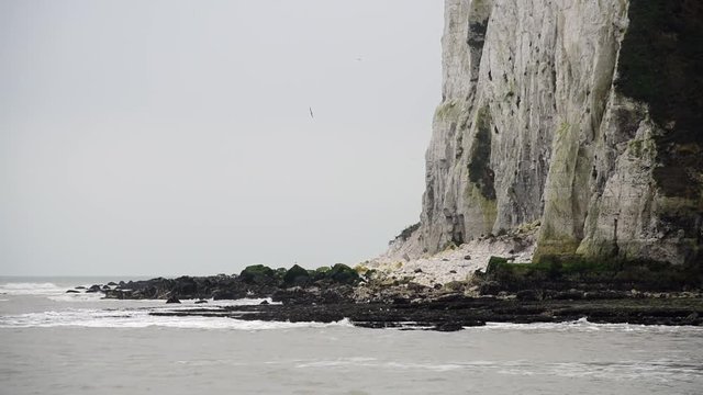 Sea in Dover with White Cliffs