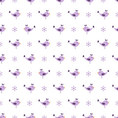 seamless pattern with birds and flowers