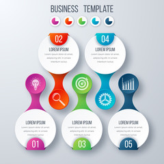 Infographics template five options with circle