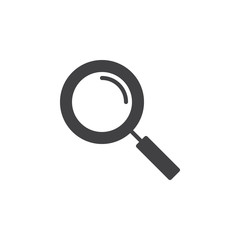 Magnifying glass icon vector, filled flat sign, solid pictogram isolated on white. Search, find symbol, logo illustration. Pixel perfect