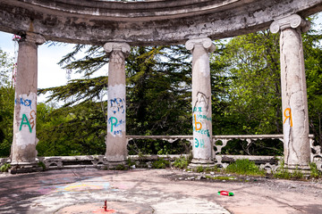 Fototapeta premium Abandoned building in the classical style in Sochi, Russia.
