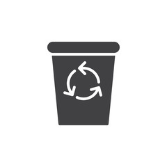 Recycle Bin icon vector, filled flat sign, solid pictogram isolated on white. Delete symbol, logo illustration. Pixel perfect