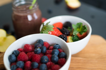 Blurred fruit bowls