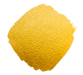 Vector golden brush stroke for you amazing design project. Watercolor texture paint stain isolated on white. Abstract hand painted golden background for greeting, gift, wedding card.