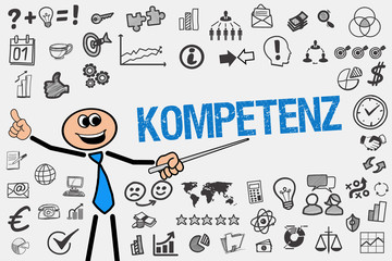 Kompetenz / Mann mit Symbole