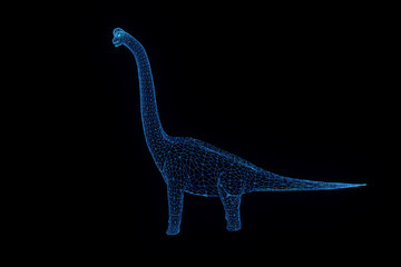 Dinosaur Brachiosaurus in Hologram Wireframe Style. Nice 3D Rendering
- 138944755
