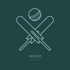 Cricket vector line icon. Bats and ball logo, equipment sign. Sport competition illustration.