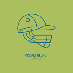 Cricket vector line icon. Helmet logo, equipment sign. Sport competition illustration.