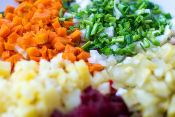 Potato salad beetroot carrots