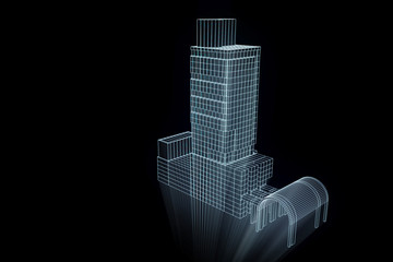 3D Building in Motion. Nice 3D Rendering
