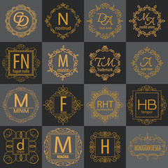 luxury monogram logo identity template collection,elegant line art trendy,business sign,boutique logo , premium insignia,vector illustration