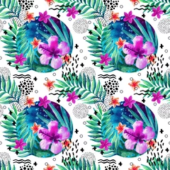 Foto op Canvas Abstract tropical summer seamless pattern in minimal style. © Tanya Syrytsyna