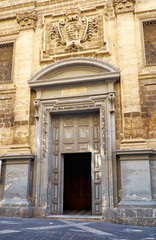 The main gate to the St Francis of Assisi Church, Valletta, Malta