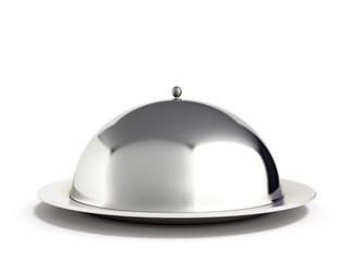Restaurant cloche with close lid 3d render