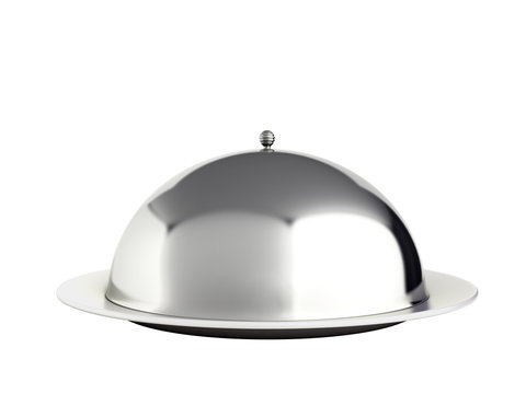 Restaurant cloche with close lid 3d render no shadow