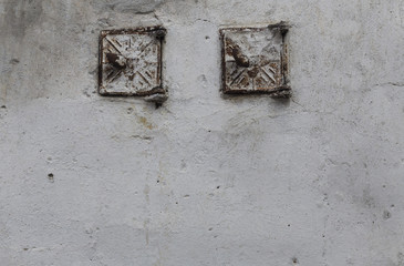 Vintage Brick Wall With White Damaged Plaster Horizontal Texture Or Background. Whitewashed Wall In The Interior Made Of The Old Clay Bricks