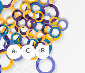 3d rings on grey. Geometrical modern abstract background