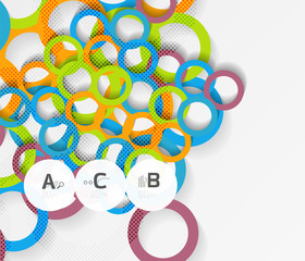 3d rings on grey. Geometrical modern abstract background