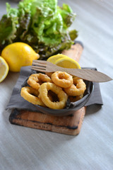  Spanish cuisine. Dish with Fried Calamari