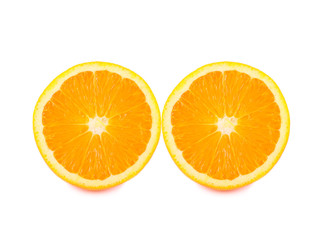 Slice of fresh orange isolated on white background