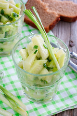 Salad of radish and green onion, selective focus