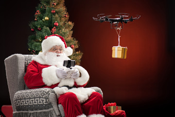 Santa Claus using drone