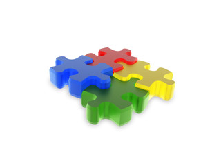 Multi-coloured puzzle isolated on white background