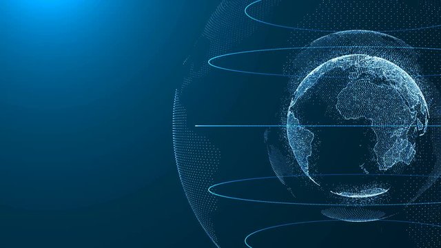 Digital Earth, Connection Network Rotation of  planet world map background full hd and 4K.