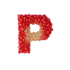 Super realistic 3d rendering of alphabet with crystal