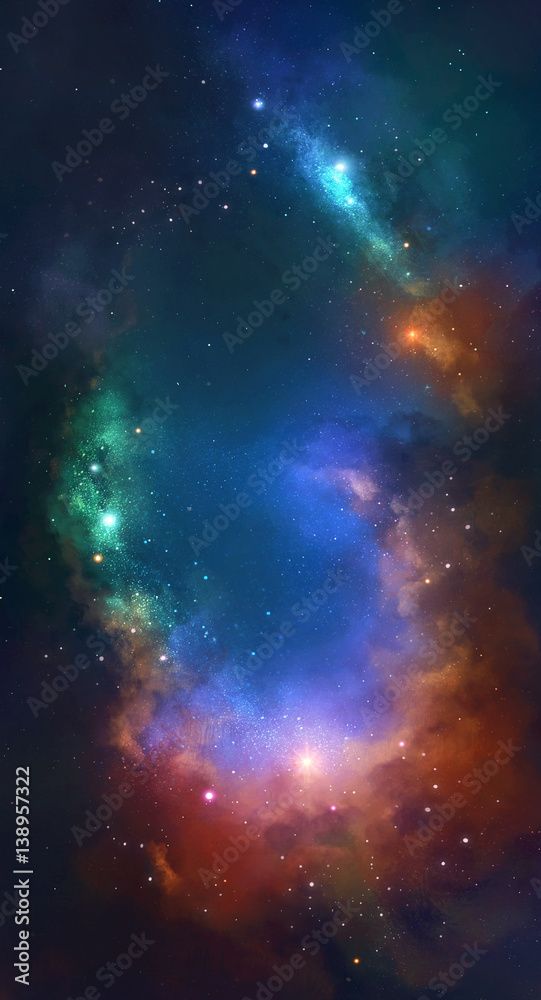 Sticker nebula on a background of outer space