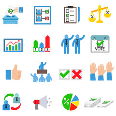 Vote icons set. candidate elections and counting of votes, isolated vector illustration