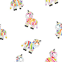 Background nahtlos with colorful zebras