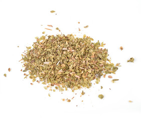 Wild marjoram origanum spice used in mediterranean area - isolated over white background