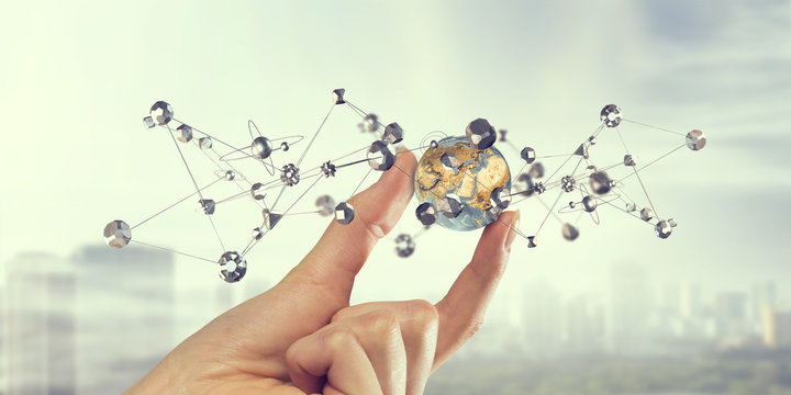 Social connection and networking. Mixed media . Mixed media