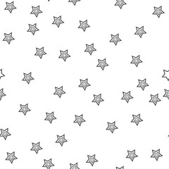 Seamless pattern with black stars on a white background. Vector illustration star graphic shape black backdrop textile ornament. Decorative vintage repeat night stars decor.