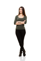 Happy Young Woman Standing Full Length Portrait