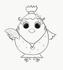 Coloring for kids, funny chick girl