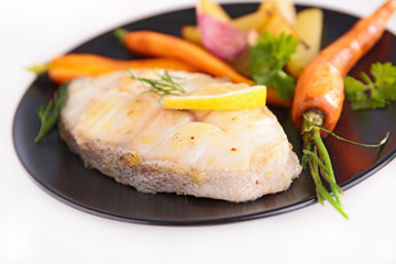 grilled fish steak and vegetable