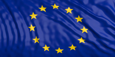 Waiving EU flag. 3d illustration