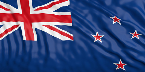 Waiving New Zealand flag. 3d illustration