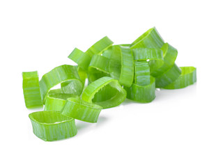 Japan sliced onion isolated on white background.