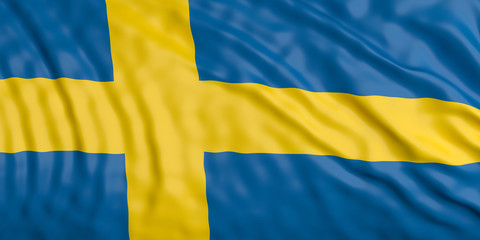 Waiving Sweden flag. 3d illustration