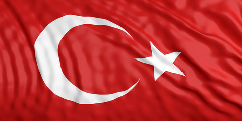 Waiving Turkey flag. 3d illustration