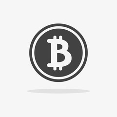 Bitcoin icon. Vector illustration style is flat iconic symbols, gray color, white background.