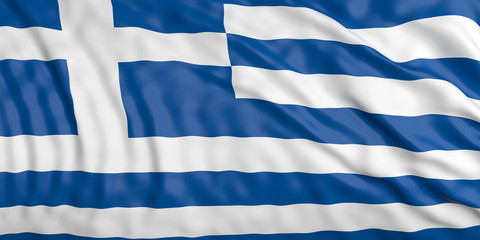 Waiving Greece flag. 3d illustration