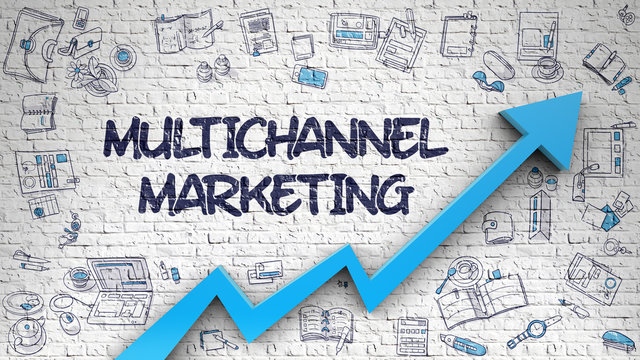 Multichannel Marketing Drawn On White Wall. 