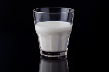 Fresh milk on the rich black background