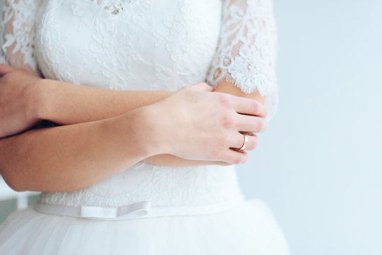 bride's hands with manicure